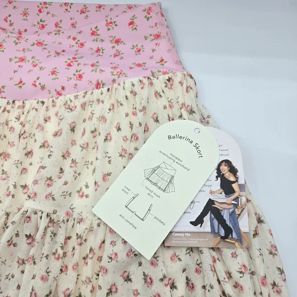 NWT Blogilates Ballerina Skort Pink Floral - Picture 9 of 13